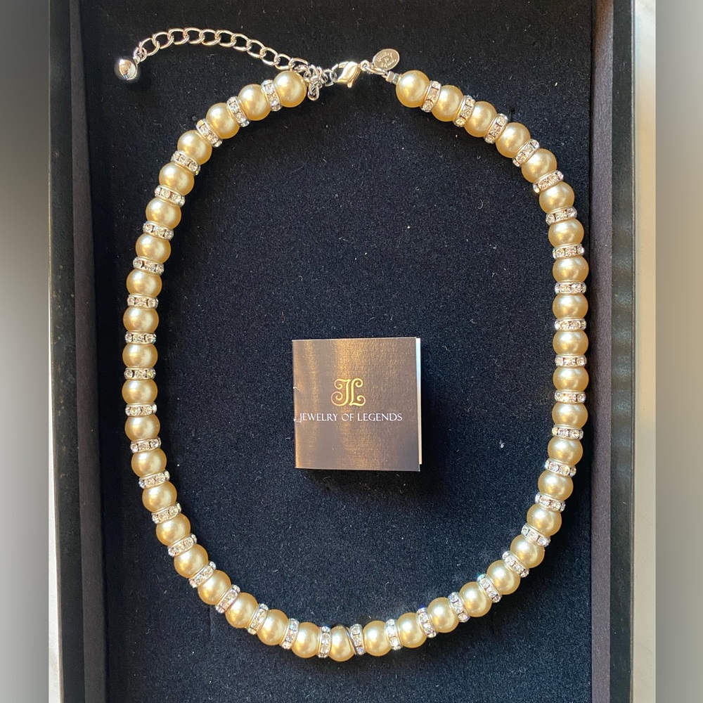Jewelry of Legends faux pearl and diamond 19” necklace